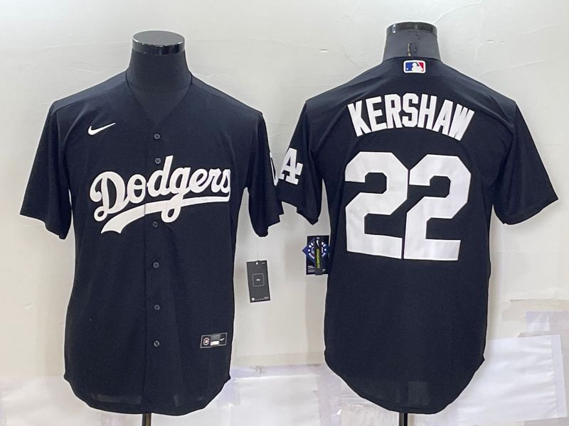 Men Los Angeles Dodgers 22 Kershaw Black Inversion Nike 2022 MLB Jerseys